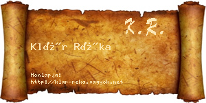 Klár Réka névjegykártya